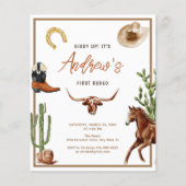 Budget First Rodeo Cowboy Verjaardagsuitnodiging (Voorkant)