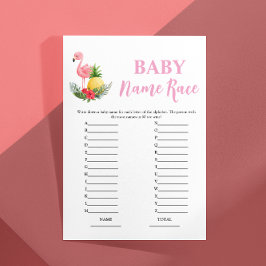 Budget Flamingo Baby Naam Race Baby shower Spel