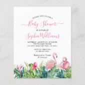 Budget Flamingos Tropical Baby shower Invitation (Voorkant)