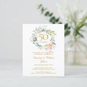 Budget Floral 50e Jubileum Foto Uitnodiging (Staand voorkant)
