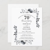 Budget Floral 70e bruiloft Jubileum Uitnodiging (Voorkant / Achterkant)