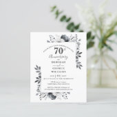 Budget Floral 70e bruiloft Jubileum Uitnodiging (Staand voorkant)