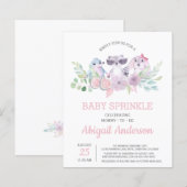 Budget Floral Animal Baby Sprinkle Uitnodiging (Voorkant / Achterkant)