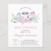 Budget Floral Animal Baby Sprinkle Uitnodiging (Voorkant)
