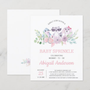 Budget Floral Animal Baby Sprinkle Uitnodiging
