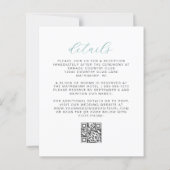 Budget Floral Aqua Silver QR Code Wedding Invite (Achterkant)