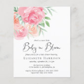 Budget Floral Baby in Bloom Shower Invitation (Voorkant)