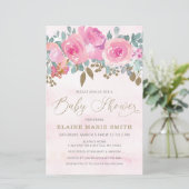 Budget Floral Baby in de uitnodiging van het Baby  (Staand voorkant)