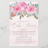 Budget Floral Baby in de uitnodiging van het Baby  (Voorkant)