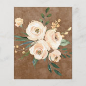 Budget Floral Beige Gold Brown Wedding Invitation (Achterkant)