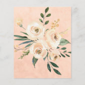 Budget Floral Beige Gold Pink Weduwen Uitnodiging Flyer (Achterkant)