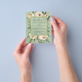 Budget Floral Beige Rozen Gold Sage Green Wedding Flyer (Hand)