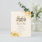 Budget Floral Birthday Elegant Gold Cream (Staand voorkant)