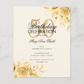 Budget Floral Birthday Elegant Gold Cream (Voorkant)