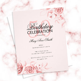 Budget Floral Birthday Party Roos Gold Blush Flyer