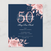 Budget Floral Birthday Party Roos Gold & Navy (Voorkant)