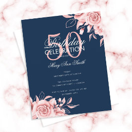 Budget Floral Birthday Party Roos Gold & Navy