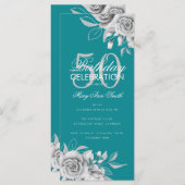 Budget Floral Birthday Party Silver Blauwgroen (Voorkant / Achterkant)