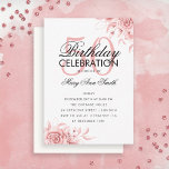 Budget Floral Birthday Roos Gold Invite Notitiekaartje<br><div class="desc">Elegant 'Birthday Party Program' met Floral Arrangement in Roos Gold met aangepaste tekst.</div>