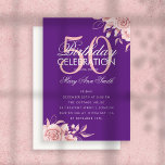 Budget Floral Birthday Roos Gold & Paarse uitnodig Notitiekaartje<br><div class="desc">Elegant 'Birthday Party Program' met Floral Arrangement in Roos Gold & Paars met aangepaste tekst.</div>