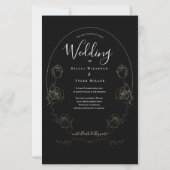 Budget Floral Black Gothic Wedding Invitation (Voorkant)