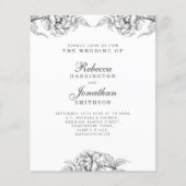 Budget Floral Black White Wedding Invite (Voorkant)