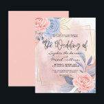 Budget Floral Blue & Pink Brush bruiloft Uitnodigi<br><div class="desc">Budget Floral Blue & Pink Brush bruiloft Uitnodiging modern waterverf roze blauw goud met een roze borstel,  om met uw details gemakkelijk en snel te worden aangevuld. Controleer mijn winkel om de volledige suite voor dit ontwerp te zien.</div>