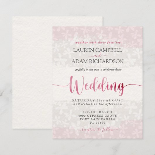 Budget Floral Blush Pink Waterverf Wedding (Voorkant / Achterkant)