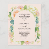 Budget Floral Blush Pink Wedding All in One Invite (Voorkant)