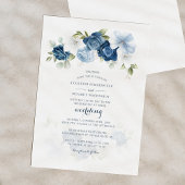 Budget Floral Botanical Dusty Blue Wedding Invite