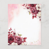 Budget Floral Bourgondië Prinses Quinceanera Flyer (Achterkant)