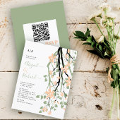 BUDGET Floral branch, QR code bruiloft uitnodiging