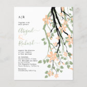 BUDGET Floral branch, QR code bruiloft uitnodiging (Voorkant)