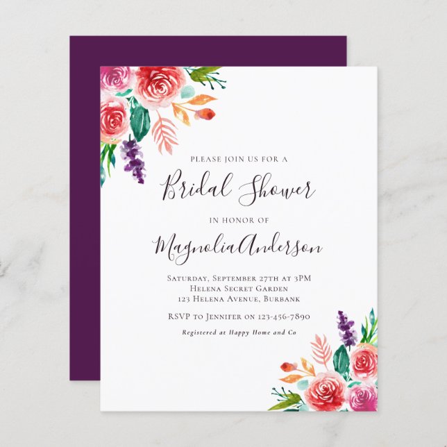 Budget Floral Bridal Shower (Voorkant / Achterkant)