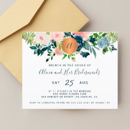 Budget floral bridesmaids brunch uitnodiging