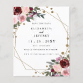 Budget Floral Burgundy Gold bespaart de datum (Voorkant)
