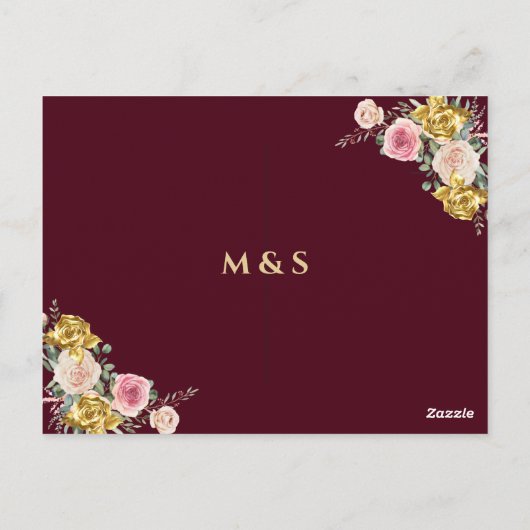 Budget Floral Burgundy Gold Eucalyptus Dank u wel Briefkaart (Achterkant)
