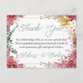 Budget Floral Burgundy Gold Eucalyptus Dank u wel Briefkaart (Voorkant)