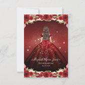 Budget Floral Burgundy Gold Princess Quinceanera Notitiekaartje (Achterkant)