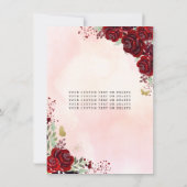 Budget Floral Burgundy Gold Princess Quinceanera Notitiekaartje (Achterkant)