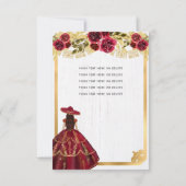 Budget Floral Burgundy Latina Charra Quinceanera Notitiekaartje (Achterkant)