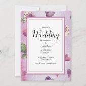 Budget Floral Burgundy Waterverf Elegant Wedding Kaart (Voorkant)