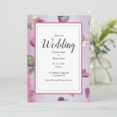 Budget Floral Burgundy Waterverf Elegant Wedding Kaart (Staand voorkant)