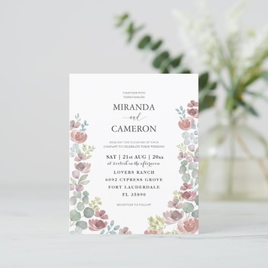 Budget Floral Burnt Oranje Weddenschap (Staand voorkant)