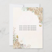 Budget Floral Champagne Gold Princess Quinceanera Notitiekaartje (Achterkant)
