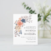 BUDGET Floral Chic Coral PINK Blue Wedding (Staand voorkant)