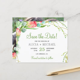 Budget floral chic script foto's bruiloft op datum