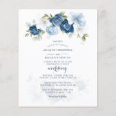 Budget Floral Dusty Blue Botanical Wedding Invite (Voorkant)