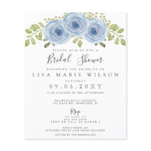Budget Floral Dusty Blue Bridal Shower