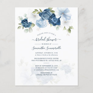 Budget Floral Dusty Blue Bridal Shower